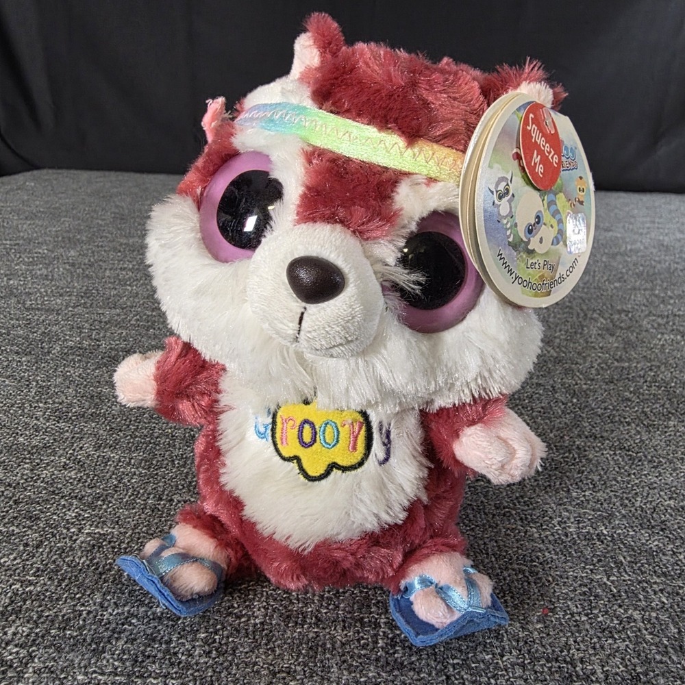 NWT Yoohoo and Friends Chewoo Pink Squirrel Aurora Plush Toy Stuffed Animal 7"
